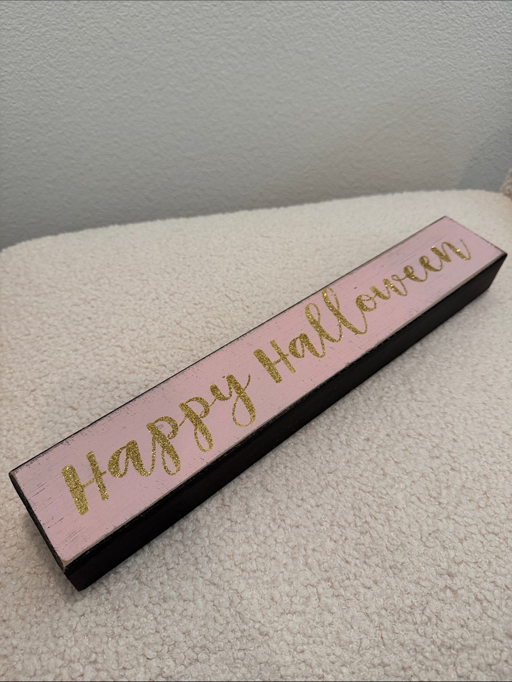 Pink and Gold "Happy Halloween" Holiday Wood Sign